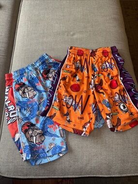 Flow Society Athletic Shorts - Blue & Orange